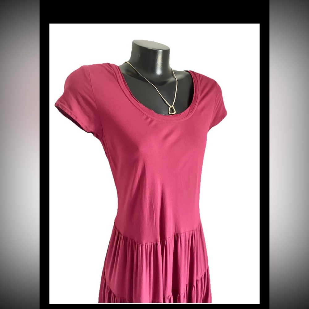 Soft Surroundings Tiered KARA maxi DRESS size XS BERRY Modest CottageCORE EUC!